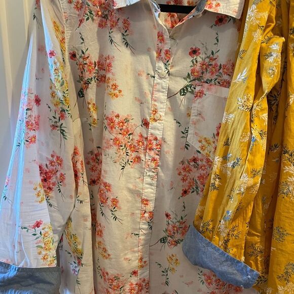 St. John’s Bay Women’s Floral Long Sleeved Cotton Button Up Tops XL Gorgeous! - Picture 4 of 15
